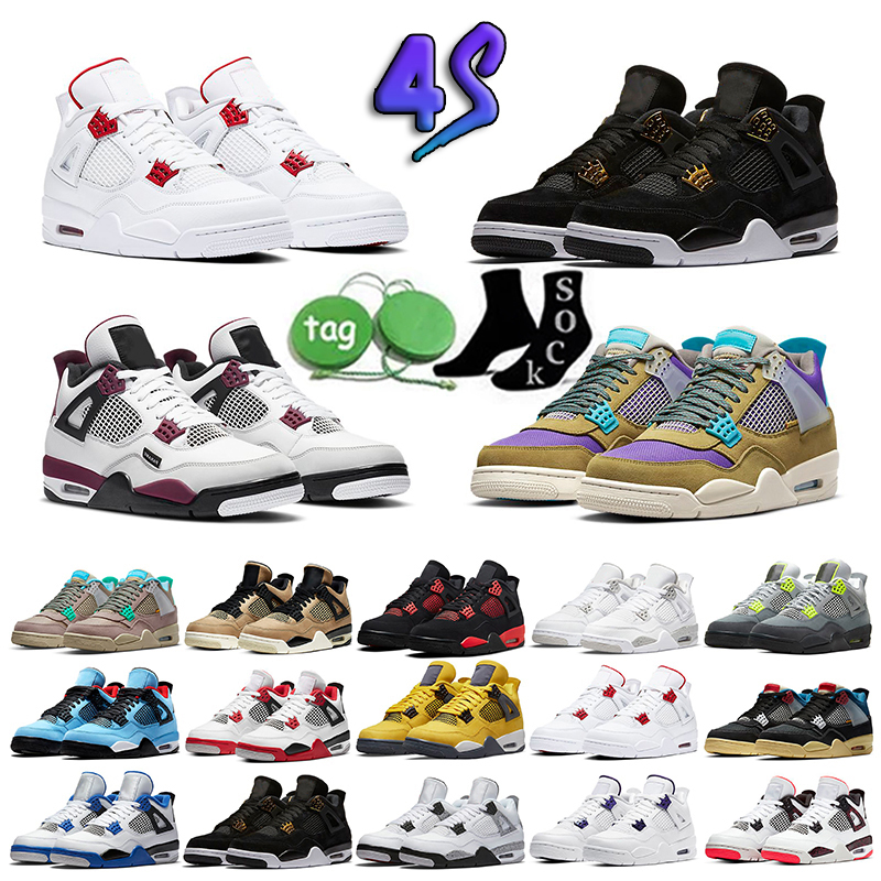 

Mens 4 High Og Basketball Shoes 4S University Blue Silver Royal Toe Black Metallic Gold Unc Patent Dark Mochamen Mid Smoke Grey Women Sneakers Trainers, 25