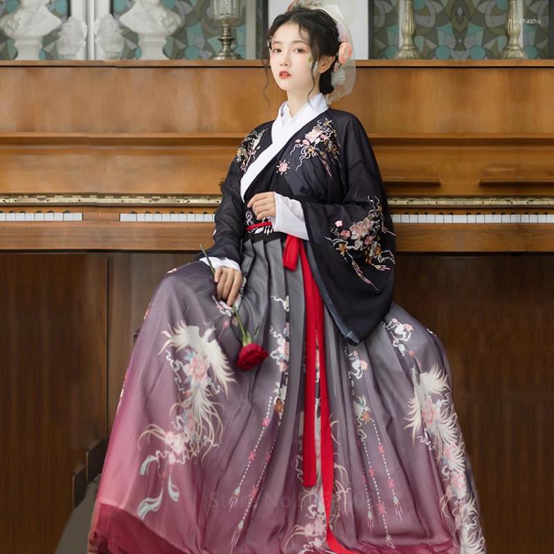 

Stage Wear Hanfu Women Dress Oriental Dance Costumes Chinese Traditional Ancient Black Gothic Floral Skirt Performance Girls Outfits, Color1 4.5mpendulum