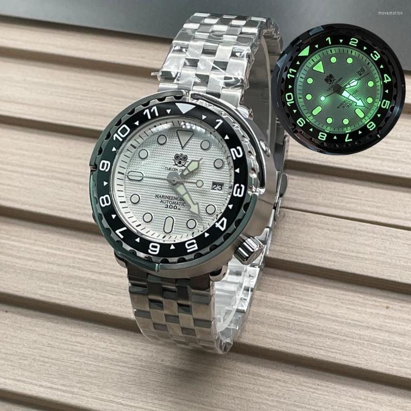 

Wristwatches Divers Selfwinding Men Watches NH35A Movement Tuna Wristwatch Relogio Masculino Stainless Steel Sports Luxury Clock, With luminous bezel