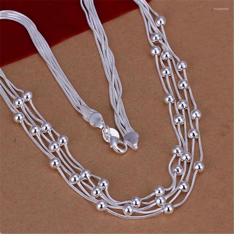 

Chains Retro Charm 925 Silver For Women Lady Chain Solid Bead Necklace Fashion Trends Jewelry Gifts