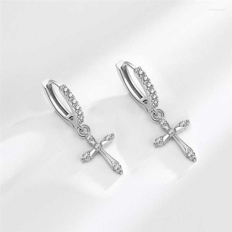 

Hoop Earrings Ins Trendy Luxury Zircon Cross Earring For Women Girls Party Wedding Punk Fashion Jewelry Gift Eh1881