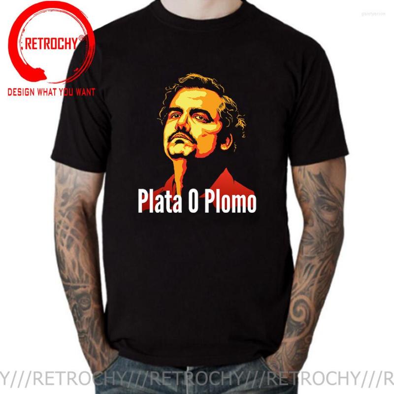 

Men's T Shirts Plus Size 5XL Plata O Plomo Tshirt Pablo Escobar Silver Or Lead Men Shirt Casaul Cotton Short Sleeve T-shirt For Male Tees, Black