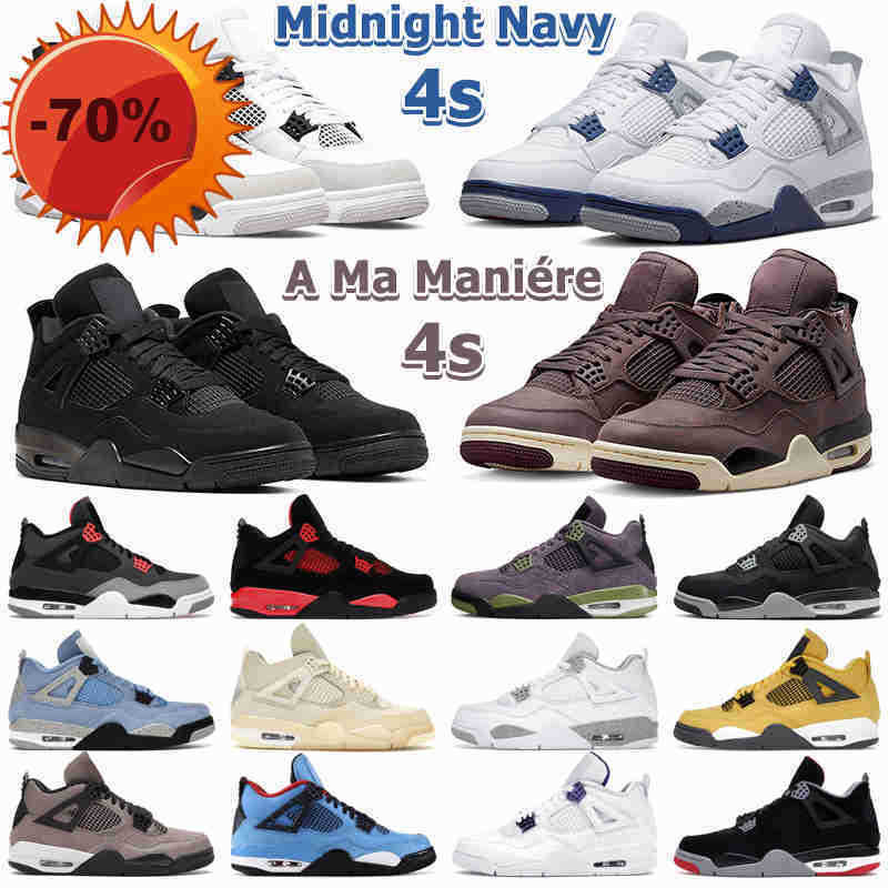 

Boots Outdoors Jumpman 4 Retro Basketball Shoes Men Women 4s Midnight Navy Violet Ore Military Black Cat Red Thunder University Blue, 43