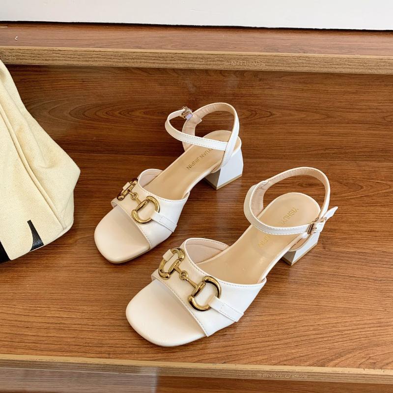 

Dress Shoes Sandals Women Summer Fashion Women's 2023 Buckle Square Toe Chunky Heels Non-slip Candy Color, Black