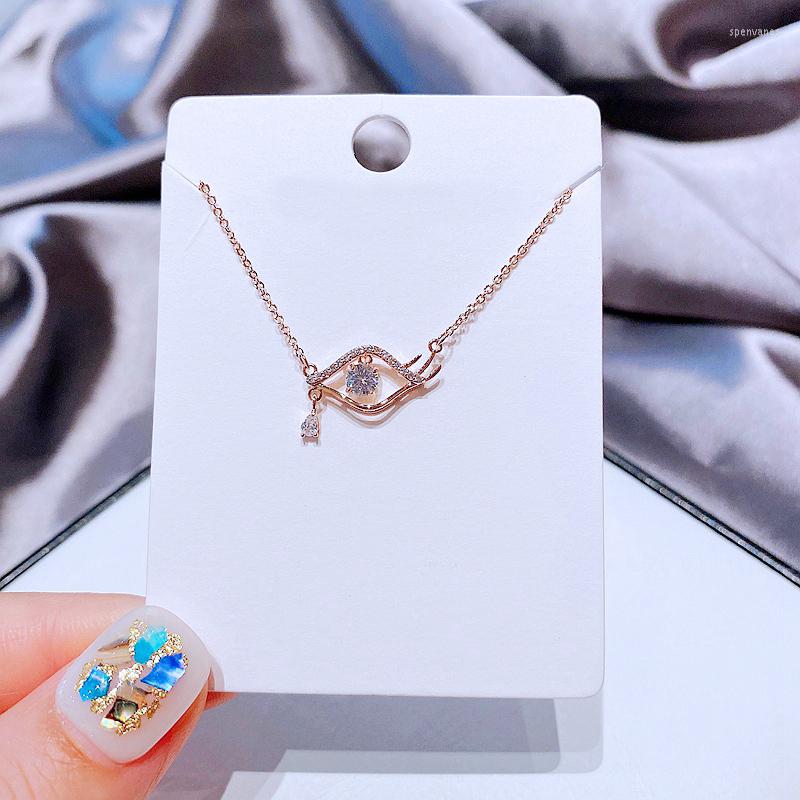 

Chains MIGGA Trendy Cubic Zircon Tear Eye Necklace For Women Rose Gold Color Plated Clavicle Chain Jewelry
