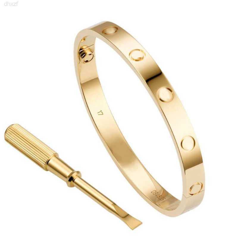 

Fashion Jewelry Gold Plated 316l Titanium Steel Bracelet with Zircon for Men Lady Love Screw Bangle