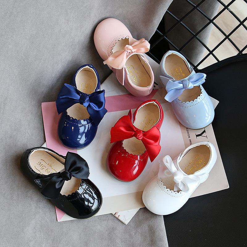 

Athletic Shoes 2023 Spring Girls' Leather Korean Soft Bottom Foreign Style Baby Princess Children Bow Toddler, Black