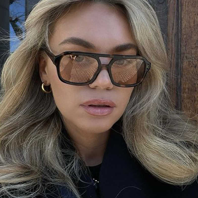 

Sunglasses Fashion Pilot Sunglasses Women Vintage Double Bridges Yellow Lens Sunglasses Female Shades Lady UV400 Glasses Trendy Oculos G230225