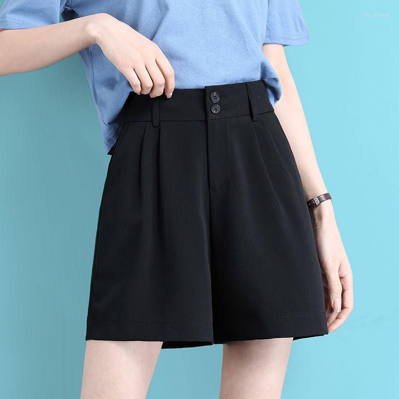 

Women's Shorts Woman Elegant Pants Female Fashion Thin High Waist Pant Pleated Office Ladies Wide Leg Casual Suits Trousers G13, Black