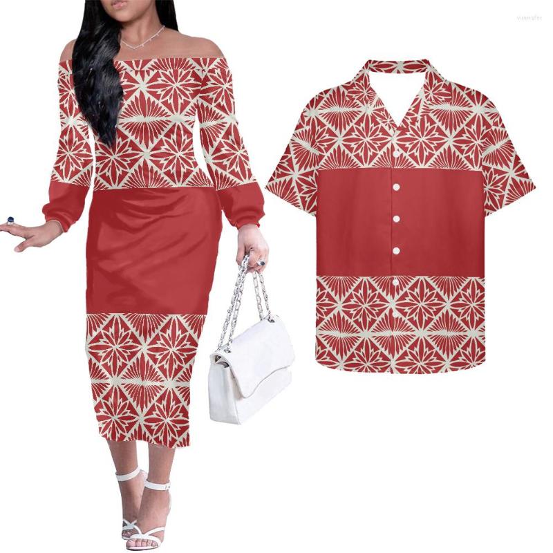 

Casual Dresses Cumagical Polynesian Traditional Tribal Red Women Party Evening Elegant Off Shoulder Maxi Dress Couple Set, Ysfbx01601d69f16