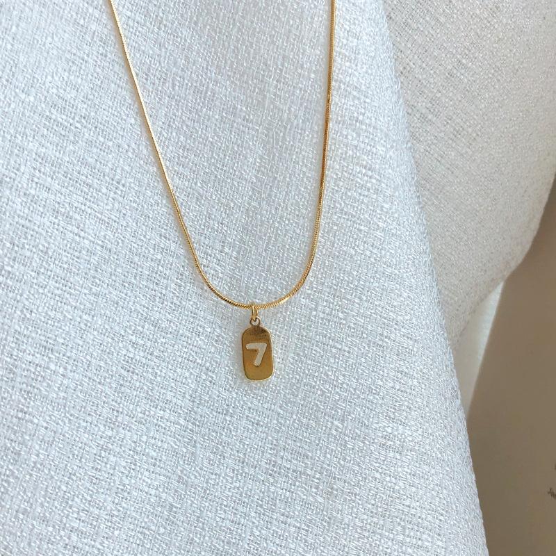 

Pendant Necklaces Personality Number7 Oval Necklace For Women Simple Geometric Choker Collarbone Chain Aesthetic Jewelry Charm Party Gift