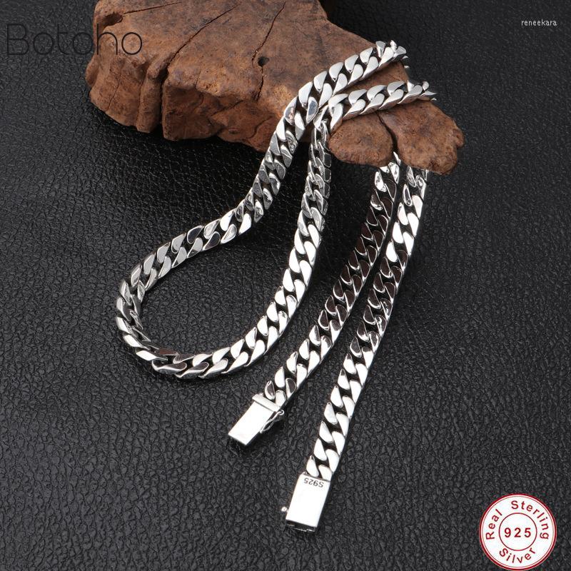 

Chains Real Solid S925 Sterling Silver 8mm Thick Models Men Necklace Personality Simple Thai Retro Colour Jewelry