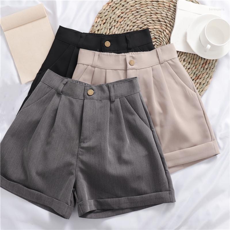 

Women's Shorts Casual Straight Solid Women Korean Female Button Mini Summer High Waist Mujer Sexy, Gray
