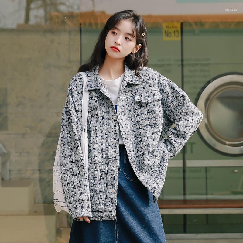 

Women' Jackets All Match Autumn Winter Fashion Woman Solid Casual T-Shirts Women' Loose Lovely Cool Girl Pockets Jacket Coat, Plaid