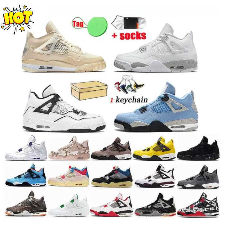 

Jumpman 4 4s OG Mens Basketball Shoes Military Black University Blue Canvas Sail Oreo Red Thunder White Cement Black Cat Bred Sports Women Outdoor sports with box, 23
