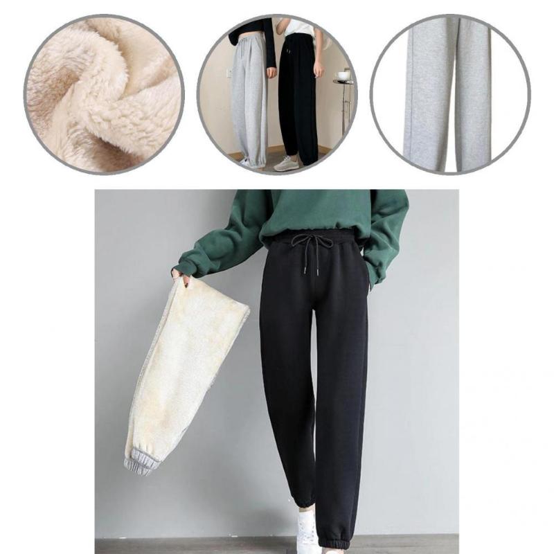 

Women's Pants & Capris Casual Sports Trousers Thickened Skin-friendly Drawstring High Waist Sweatpants Women, Black
