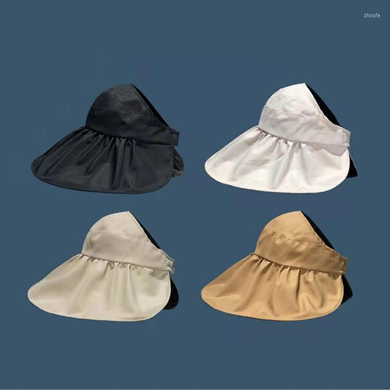 

Berets Topless Big-brimmed Chapeau Women's Summer Sunscreen Sunshade Foldable Anti-ultraviolet Bucket Hat Beach Vacation Cool Cap, As the picture shows