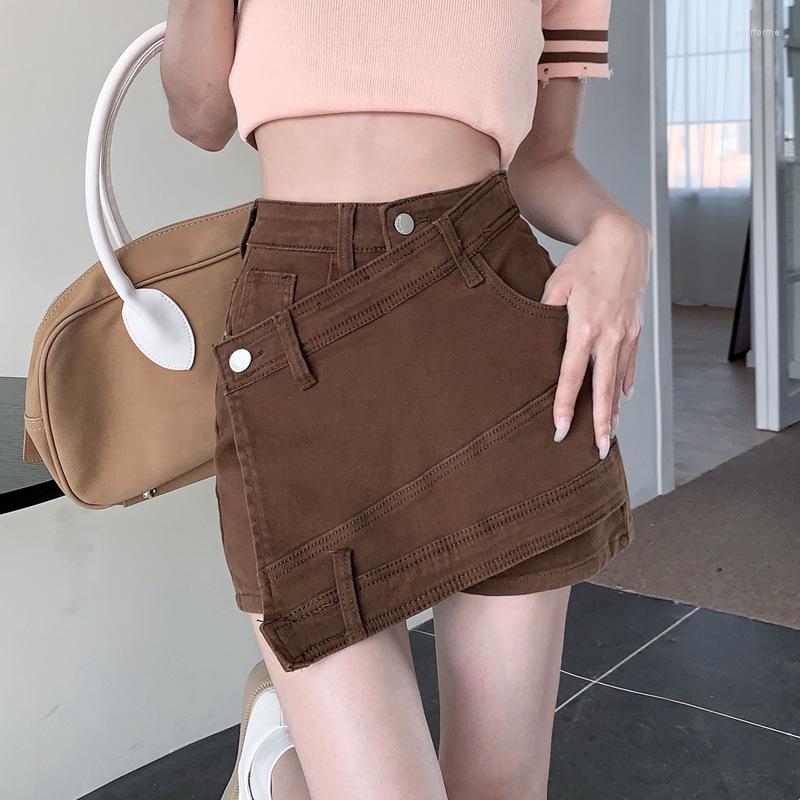 

Women' Shorts Women Denim Jeans Female Design High Waist Skirt Spring And Autumn, Brown