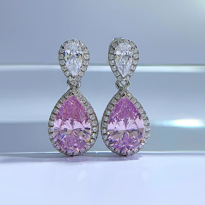 

Water Drop Topaz Diamond Dangle Earring 100% Real 925 sterling silver Wedding Drop Earrings for Women Promise Engagement Jewelry