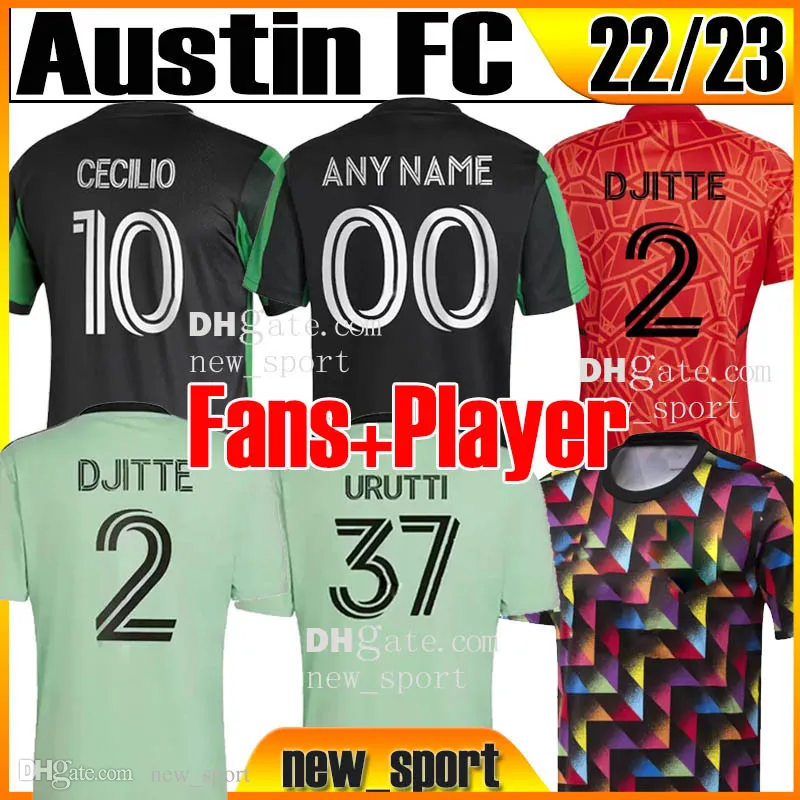 

22 23 MLS Austin FC Pre-match Soccer Jerseys Home away Djitte Driussi Ring Cecilio Fagundez URUTTI 2022 2023 new sport football jersey Men k, Aositing 22 23 gk kit+socks