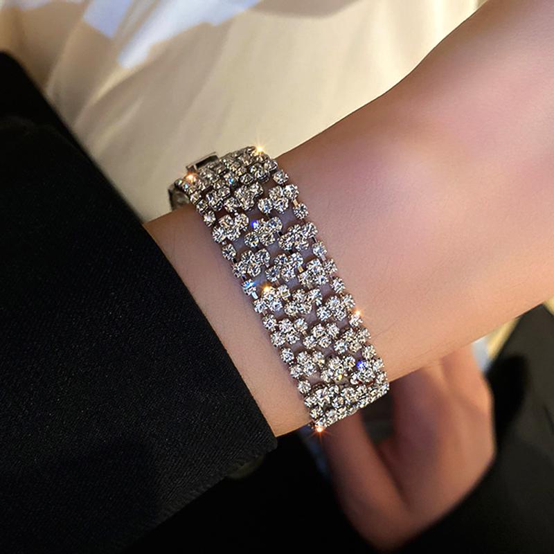 

Cuff Trendy Exquisite Geometric Zircon Bracelet For Women Girl Temperament Jewelry High Quality Zirconia Birthday Party Fine Gift