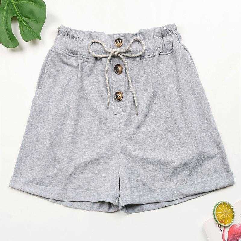 

Womens Summer Pants High Waist Shorts Elastic Casual Sports For Women, Light gray