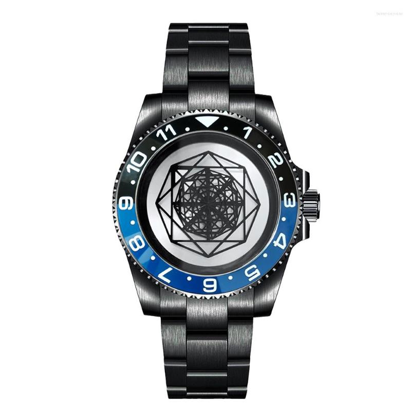 

Wristwatches 40mm GEERVO No Logo Sapphire Crystal 316L Stainless Steel Japanese Nh70 Movement Hollow Out Dial Men's Watch GR65-22, No.2