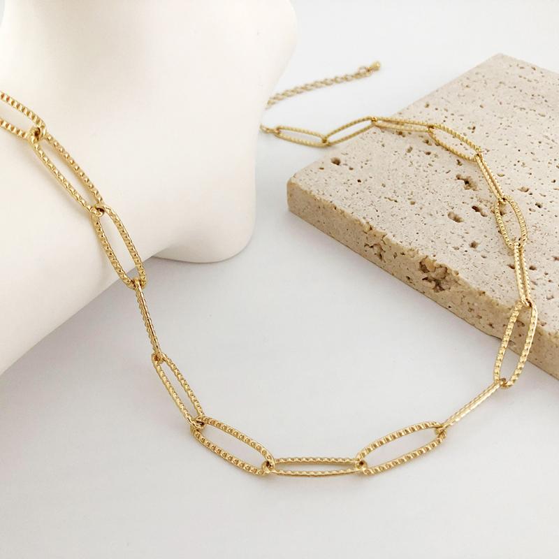 

Chains Monlansher Geometric Thin Chain Choker Necklace Gold Silver Color Textured Metal Necklaces Minimalist Jewelry 2023