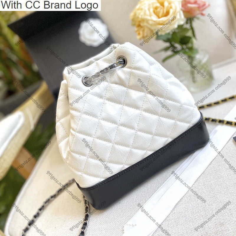 

CC Brand Backpack Style Female Splicing Hobo Backpack Style Quilted Black White Genuine Leather Designer Bags Gold Metal Hardware Double Chain Shoulder Hardware