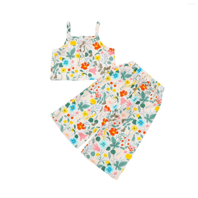 

Clothing Sets OPPERIAYA Baby Girls Summer Lovely Camisole Trousers Suit Sleeveless Sweet Floral Cropped Suspender Tops Loose Trumpet Pants
