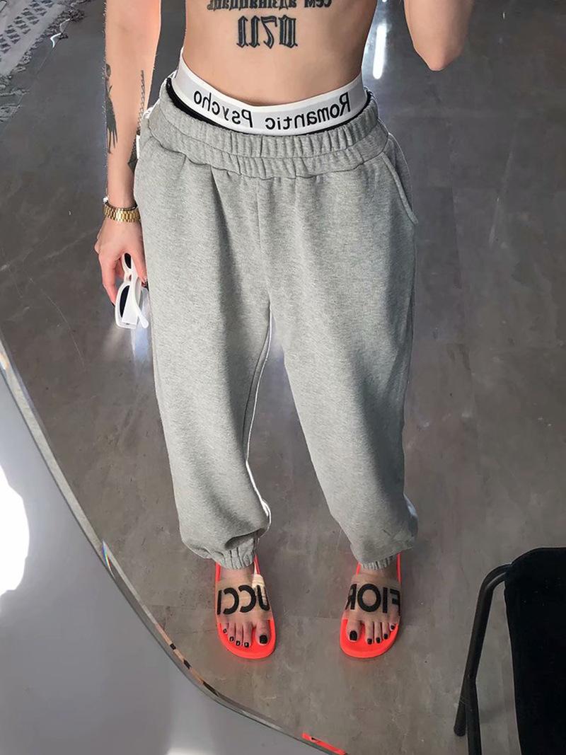 

Women' Pants & Capris Harajuku Tracksuit Women Gray Sports KALENMOS Plaid Straight Trousers Sexy High Waist Autumn Baggy Pantalones Bottom
