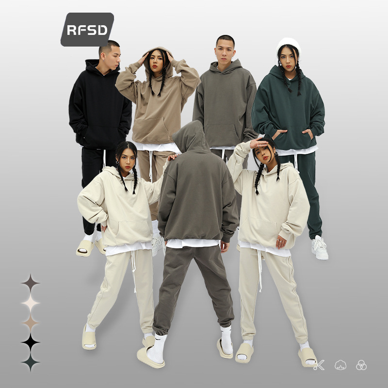 Rfsd sweat à capuche homme automne et hiver nouveau lourd 420G Terry multicolore couleur unie pantalons de survêtement amples pull à capuche ense
