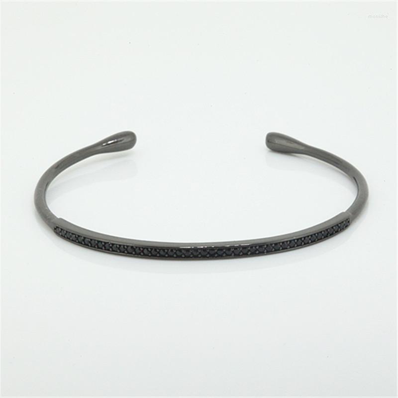 

Bangle 1pc Brand Anil Arjanda Cuff Bangles Charm Pave Black CZ Open Bracelets For Men Women Jewelry