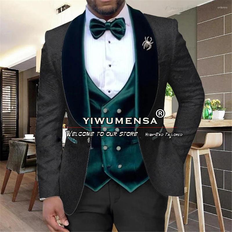 

Men's Suits Black Jacquard Men Latest Groom Wedding Tuxedos Slim Fit 3 Pieces Blazer Sets Formal Evening Party Male Marriage Clothing, Model 5