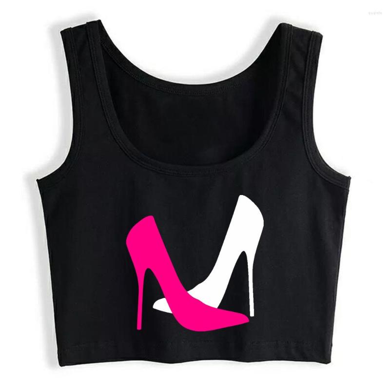 

Women' Tanks Crop Top Women High Heels Gothic Harajuku Grunge Emo Tank Female Clothes, Grey