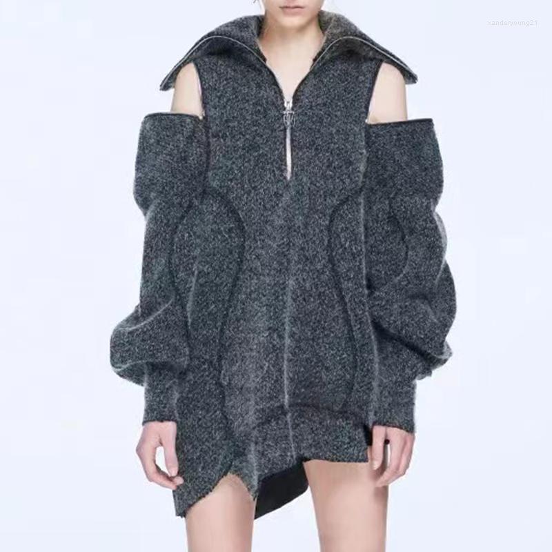 

Women' Sweaters Women Turtleneck Oversize Pullovers Sweater Autumn Winter Thick Long Loose Casual Knitwears Jumpers, Deep gray