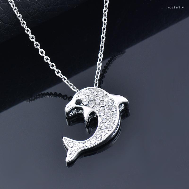 

Pendant Necklaces LEEKER Korean Fashion Rhinestone Dolphin Necklace For Women Female Choker Silver Color Jewelry Chain 712 LK6