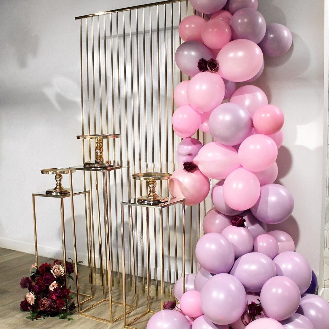 

Wedding Decoration Grand Event Stage Celebration DIY Iron Backdrops Cake Dessert Stand Luxury Wedding Birthday Party Flower Balloons Cake Display Plinths, Gold