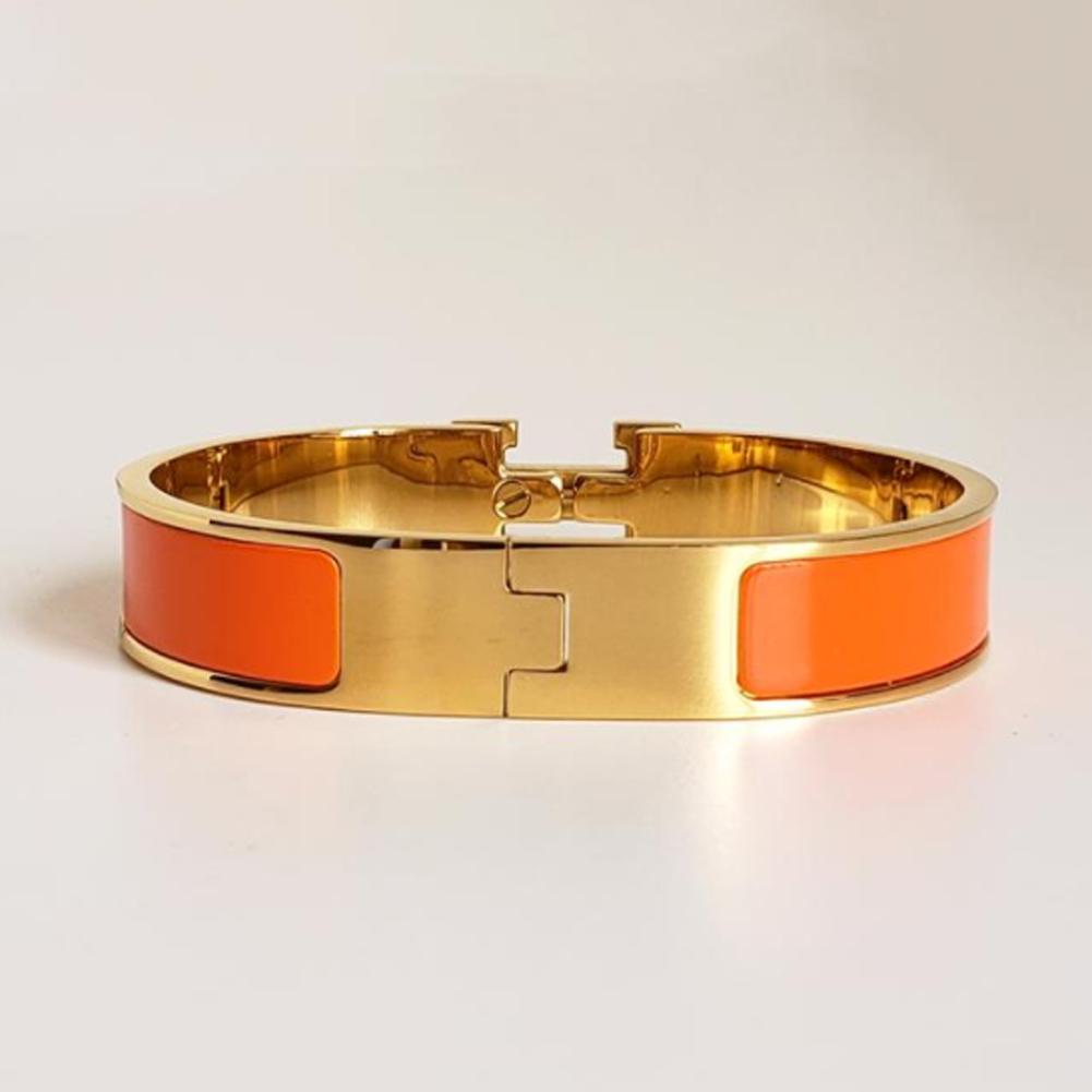 H enamel bracelet gold plated Bangle bracelets unique design jewelry stainless steel gold buckle bracelet fashion men and women simplicity luxury de