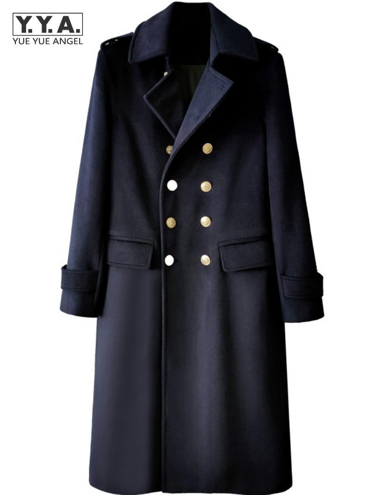 

Men's Wool Blends Mens en Overcoat Autumn Winter Double Breasted Long Trench Coat Male Business Leisure Windbreaker Outwear Coats 230225, Navy