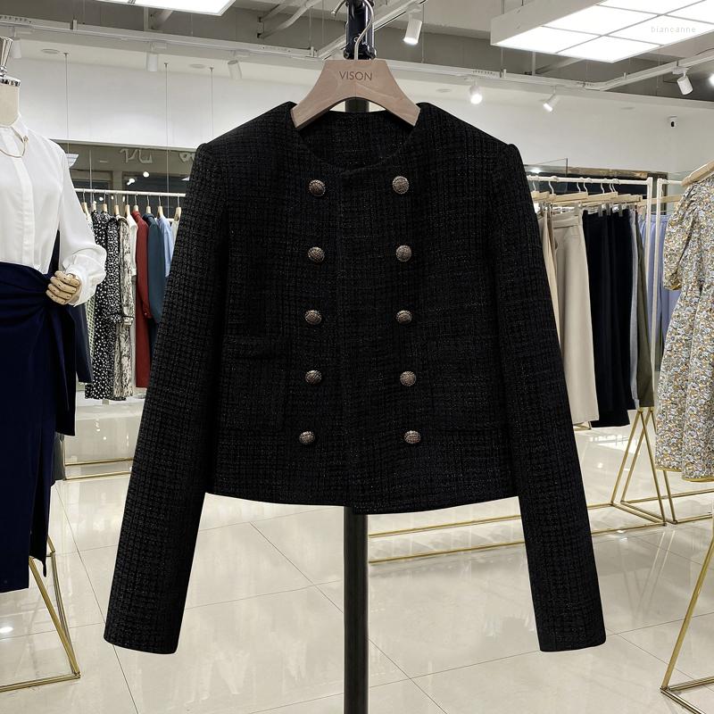 

Women's Jackets Fashion Slim Blazer Suit Coats 2023 Spring Autumn Style Double-breasted Short Blazers Girls Outerwear Jp804, Black