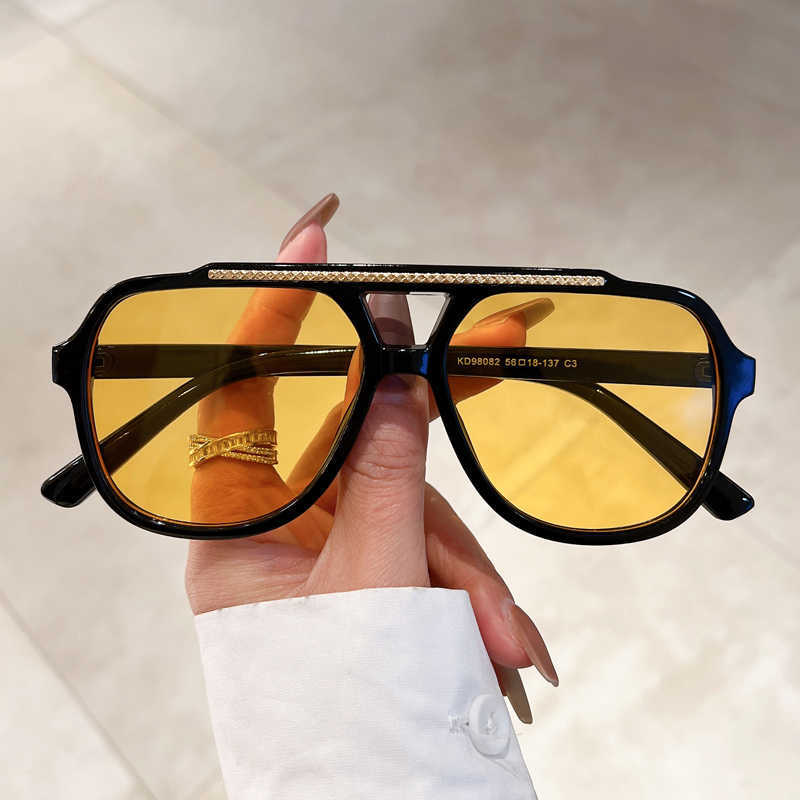 

Sunglasses KAMMPT Vintage Square Goggle for Men Women Fashion Retro Double Bridge Shades Eyewear Brand Design Gradient UV400 Sun Glasses G230225
