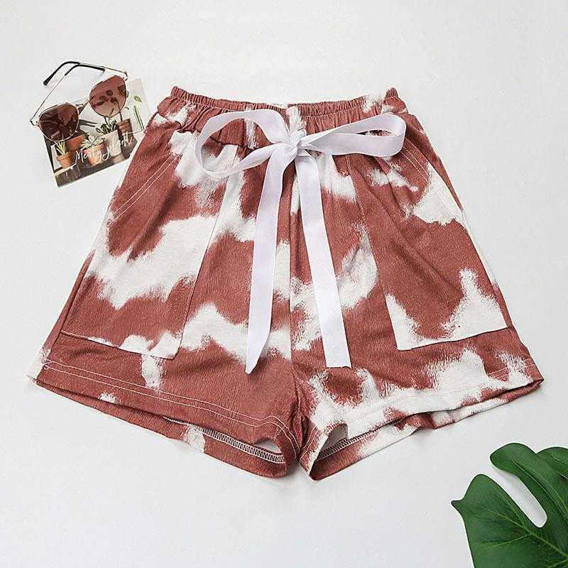 

Summer Pants High Waist Elastic Shorts Tie Dyed Casual Sports For Women, Orange