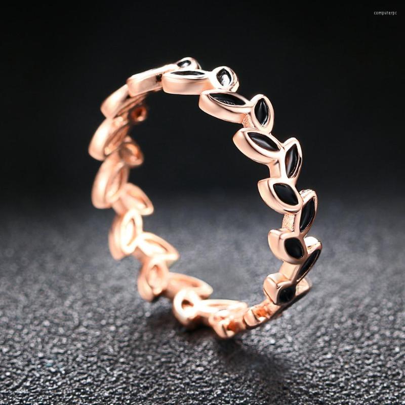 

Wedding Rings Double Fair Drop Glaze Willow Leaf For Women Party Classic Rose Gold Color Engagement Fashion Jewelry Wholsale DFR183