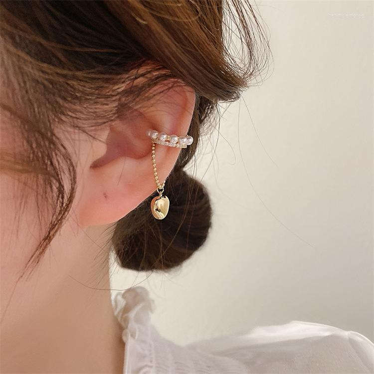 

Backs Earrings Niche Design Pearl Metal Love Ear Bone Clip Female Personality All-match Temperament No Pierced Punk