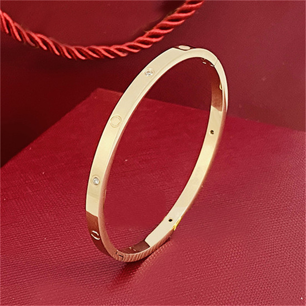 

Personalised Love Bangle Bracelet Designer For Women Men Fashion 4mm Narrow Version Bangles Charm Jewelry Diamond Bracelets Stainless Steel Silver Rose Gold