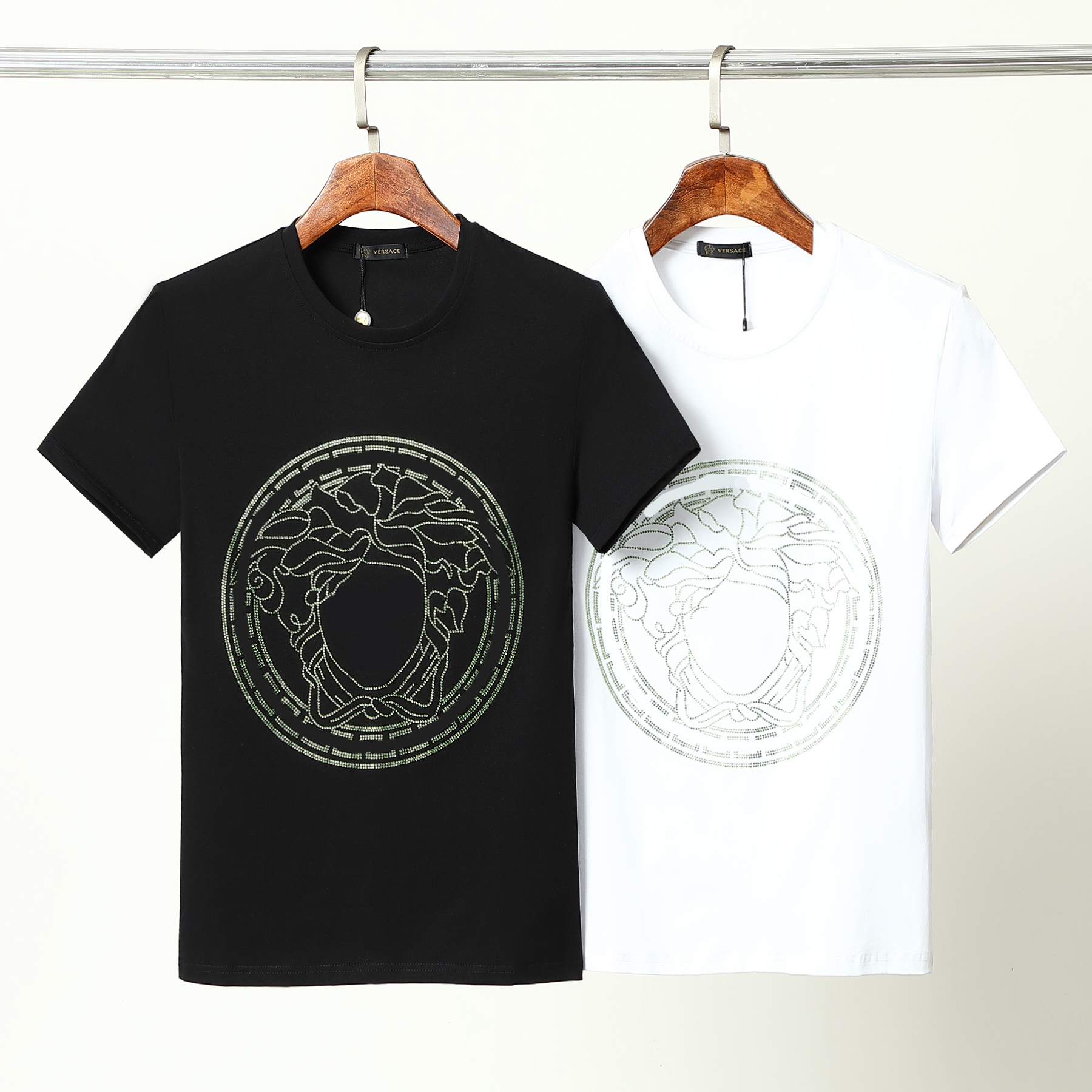 

Men's T-shirt stick drill brand pattern design crewneck T-shirt pure cotton fashion casual short sleeve men's and women's clothes M-3XL, White