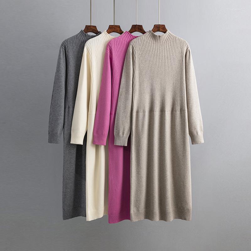 

Casual Dresses Autumn Sweater Dress Long Sleeves Outwear Female Warm Party Women's Loose Winter Knit Fashion, Black