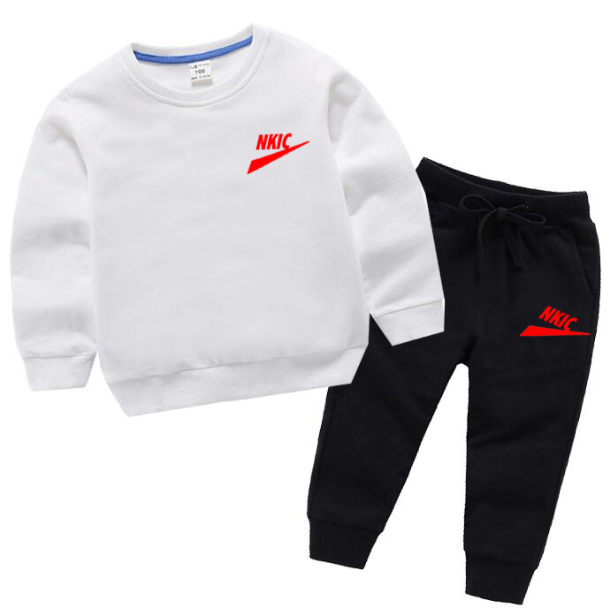 New Warm Children Clothing Sets Boys Girls' Long sleeve Trousers Autumn Winter Brand Print Children's Big Kids Sports Clothes Set-image-844982716
