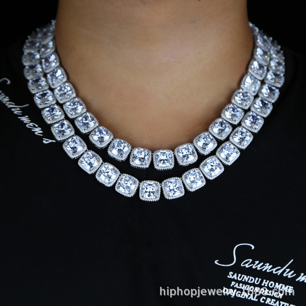 

Trendy Lab Diamond Necklace 14K White Gold Engagement Wedding Chocker Necklace For Women Men Hiphop Jewelry Gift